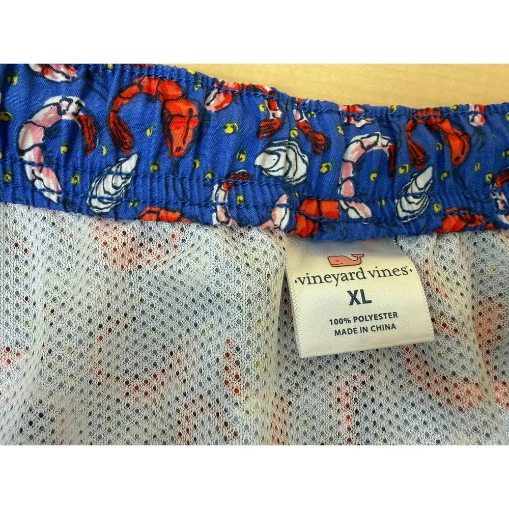 Vineyard Vines Shrimp Print Blue Swim Trunks